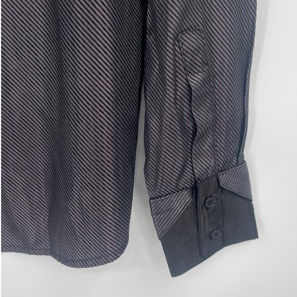 Y2K Rockabilly Western Shirt Mens Sz L Stripe Satin Cowboy Rodeo Style Stok Goth - Picture 7 of 10